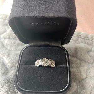 Authentic Tiffany and Co diamond platinum Flower Ring size 6.5